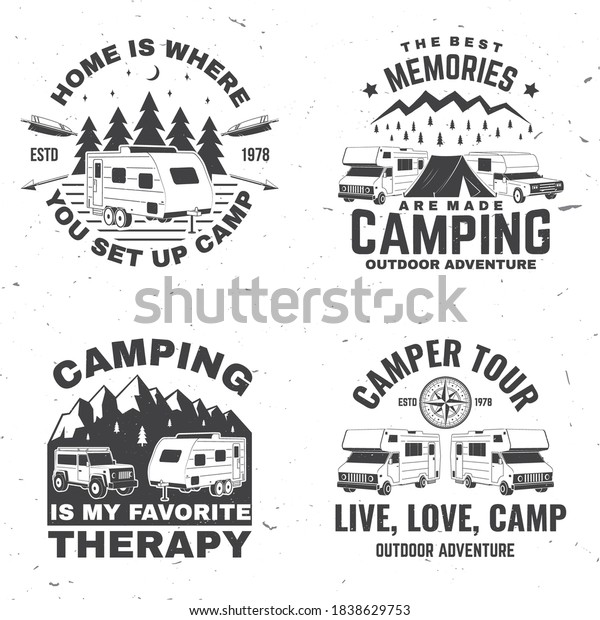 Set Rv Camping Badges Patches Vector Stock Vector (Royalty Free) 1838629753