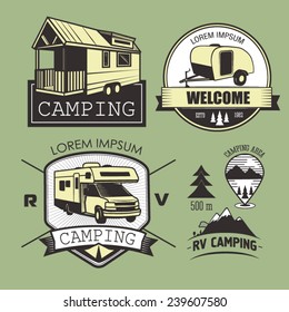 Set of RV camping logotypes, labels, badges and design elements 