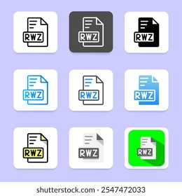 Set of rwz vintage inspired file format icons