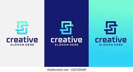 set of S creative logos,minimalist trendy shape letter s logos, simple creative geometric sign logos