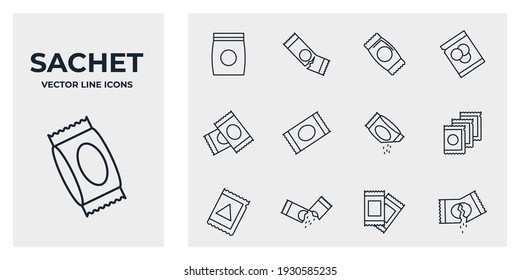 Set Of Sachet Icon. Sachet Pack Symbol Template For Graphic And Web Design Collection Logo Vector Illustration