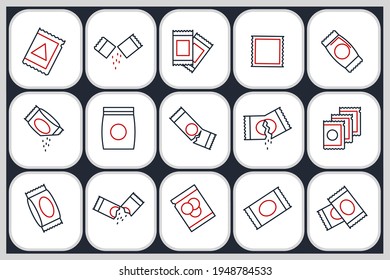 Set of Sachet icon. Sachet pack symbol template for graphic and web design collection logo vector illustration