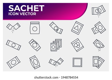 Set Of Sachet Icon. Sachet Pack Symbol Template For Graphic And Web Design Collection Logo Vector Illustration