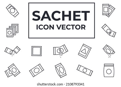 Set Of Sachet Icon. Sachet Pack Symbol Template For Graphic And Web Design Collection Logo Vector Illustration