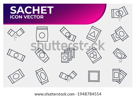 Set of Sachet icon. Sachet pack symbol template for graphic and web design collection logo vector illustration
