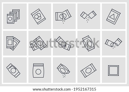 Set of Sachet icon. Sachet pack symbol template for graphic and web design collection logo vector illustration
