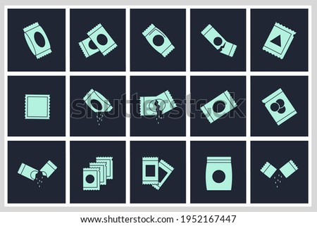 Set of Sachet icon. Sachet pack symbol template for graphic and web design collection logo vector illustration