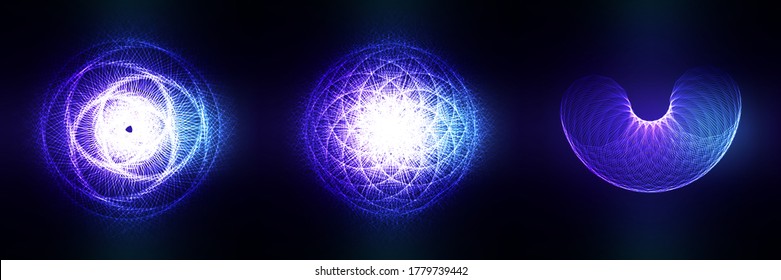 Set of Sacred geometry, abstract luminous background. Vector digital graphics for brochure, website, flyer, print, poster, other design