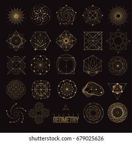 Set Sacred Geometry Forms, Shapes Of Lines, Logo, Sign, Symbol.