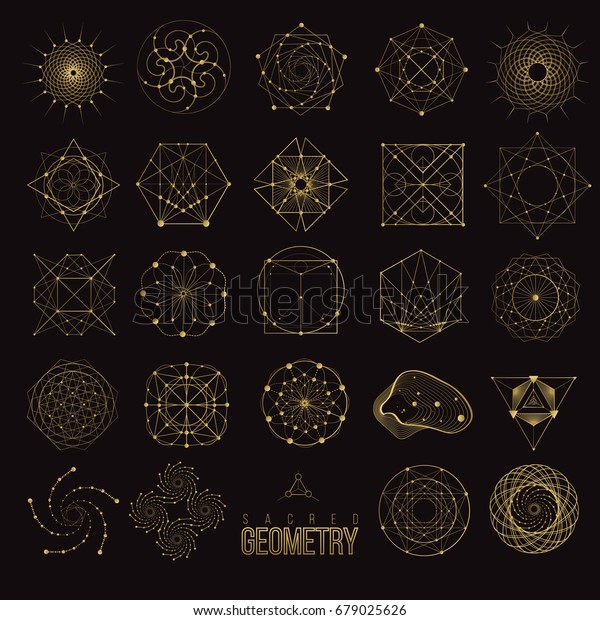 Set Sacred geometry forms, shapes of lines, logo,\
sign, symbol.