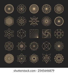 Conjunto de elementos de projeto de vetor de geometria sagrada. Alquimia, religião, filosofia, espiritualidade, símbolos e elementos hipster