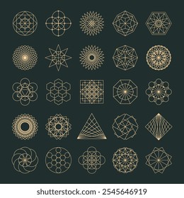 Set of sacred geometry vector design elements. Alchemy, religion, philosophy, spirituality, hipster symbols and elements