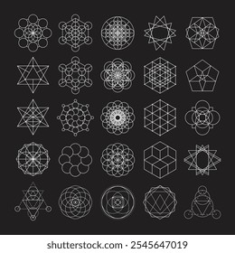 Set of sacred geometry vector design elements. Alchemy, religion, philosophy, spirituality, hipster symbols and elements