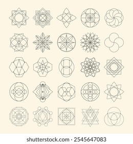 Set of sacred geometry vector design elements. Alchemy, religion, philosophy, spirituality, hipster symbols and elements