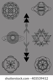 Set of sacred geometry. Vector graphic symbols and elements