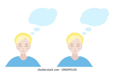 Set - a sad and cheerful boy, thinking about something. 
