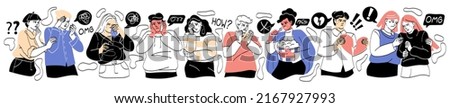 Set of sad crying people. Frustrated or desperate men and women wipe tears and feel grief. Unhappy characters experience negative emotions. Cartoon flat vector collection isolated on white background