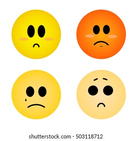 Set of  Sad face. Flat style.  Vector illustration . 