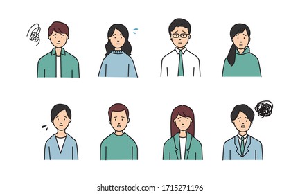 un conjunto de ilustraciones tristes para la gente.