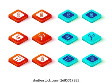 Establecer distancia segura, huellas humanas, zapatos, búsqueda de patas e icono. Vector