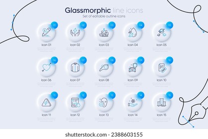 Set of Safe energy, Freezing and Car secure line icons for web app. Health skin, Throw hats, Water drop icons. Budget accounting, Lightning bolt, University campus signs. Internet report. Vector