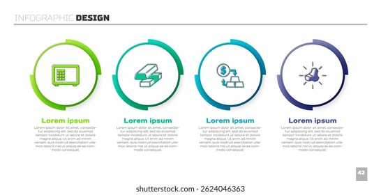 Set Safe, Gold exchange money,  and nugget. Business infographic template. Vector