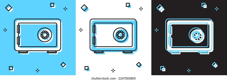 Set Safe icon isolated on blue and white, black background. The door safe a bank vault with a combination lock. Reliable Data Protection.  Vector