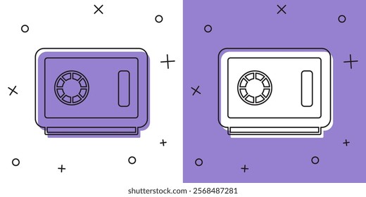 Set Safe icon isolated on white and purple background. The door safe a bank vault with a combination lock. Reliable Data Protection.  Vector