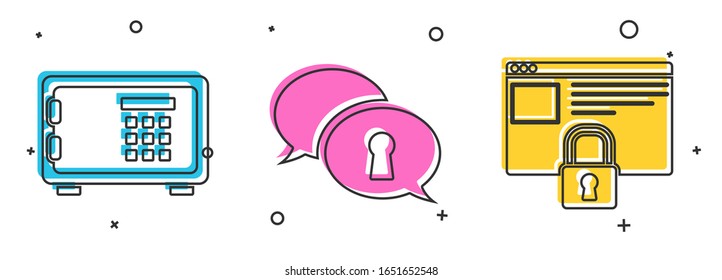 Set Safe , Schutz personenbezogener Daten und Sichern Sie Ihre Website mit HTTPS, SSL-Symbol. Vektorillustration