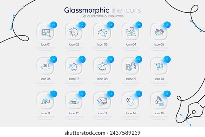 Set of Safe time, Growth chart and Artificial intelligence line icons for web app. Shopping cart, Search photo, Cloud computing icons. Computer mouse, Burger, Freezing water signs. Vector