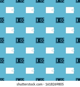 Set Safe and Wallet on seamless pattern. Vector