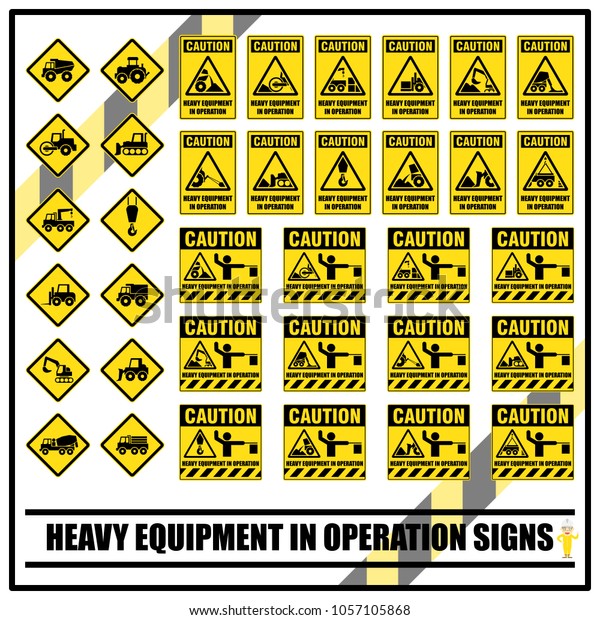 Set Safety Caution Signs Symbols Heavy Stock Vector (Royalty Free ...