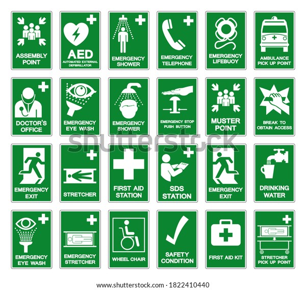 Set Of Safety\
Condition Collection Symbol Sign, Vector Illustration, Isolated On\
White Background Label .EPS\
10