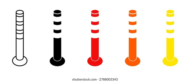 Set of Safety delineator icon. Traffic posts, Road poles, Element for design isolated on white background, for web and app. Flat vector illustration