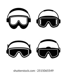 set of safety goggles silhouette vector design 
