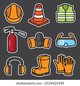 set of safety good for sticker, element design, icons, pattern design, education, etc