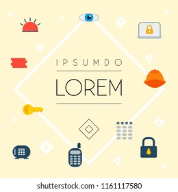 Set of safety icons flat style symbols with vault, phone, alarm and other icons for your web mobile app logo design.