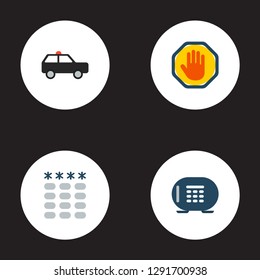 Set of safety icons flat style symbols with palm, suv, password and other icons for your web mobile app logo design.