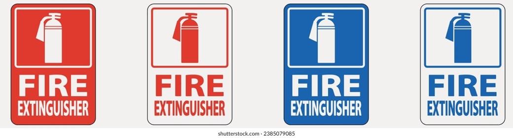 Set of safety labels. Fire extinguisher colour code. Fire extinguisher labels. Vector illustration.
