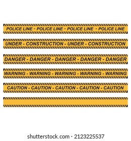 Conjunto de líneas de seguridad, línea de parada, bajo línea de construcción,diseño plano de vectores de línea de policía