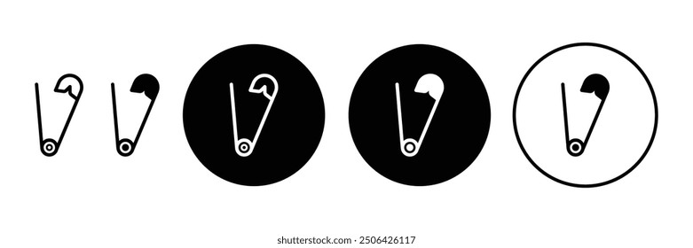 Set of Safety pin icon collection with circle. Vector Illustration.