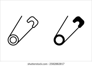 Set of safety pin icons. Safety pin flat sign design. Safety pin symbol pictogram. UI UX icon