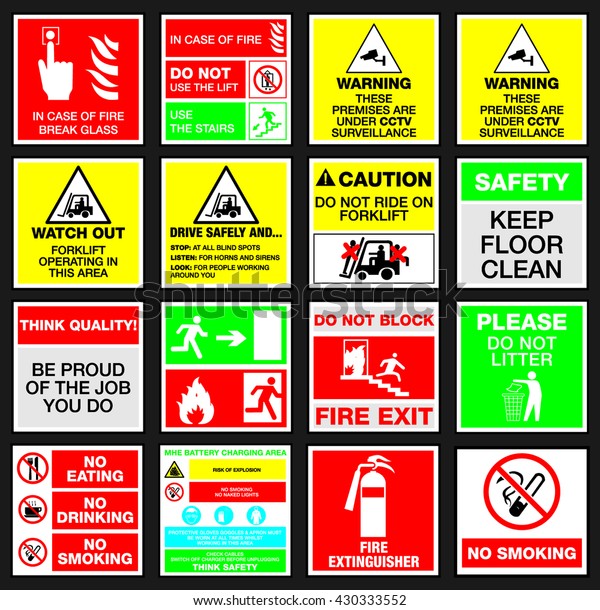 Set Safety Signs Stock Vector (Royalty Free) 430333552 | Shutterstock