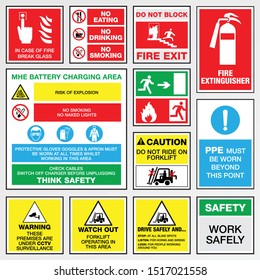 Set Safety Signs Vector Stock Vector (Royalty Free) 1517021558 ...