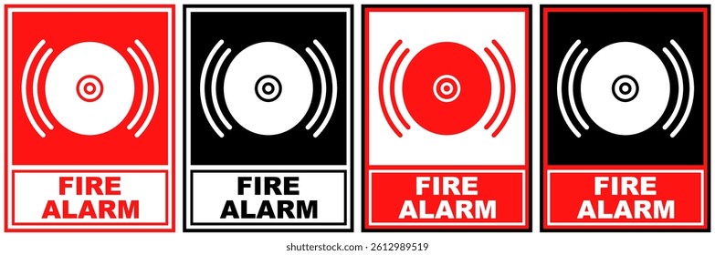 set safety symbol fire alarm public sign design vector illustration