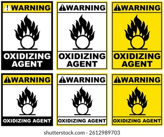 Set safety symbol warning oxidizing agent public sign design vector illustration