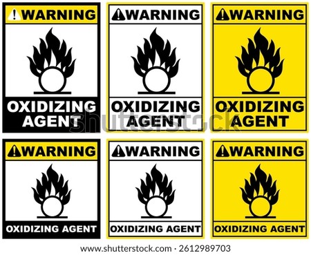 Set safety symbol warning oxidizing agent public sign design vector illustration