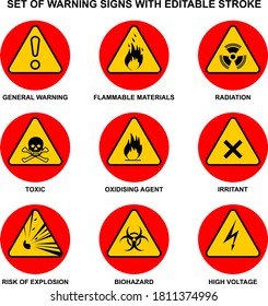 Set Safety Warning Signs 9 Symbols Stock Vector (royalty Free 