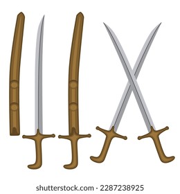 Set Saif Swords vector illustration. Traditional Arabic islamic blade weapon