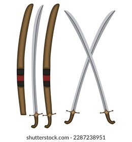 Saif Swords Vektorgrafik festlegen. Traditionelle arabische islamische Waffe